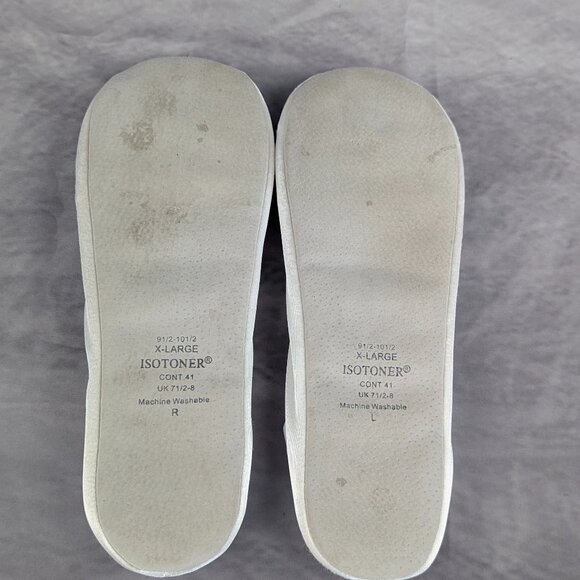 Isotoner white satin size XL slippers with open box; thick inner cushion - Picture 5 of 8